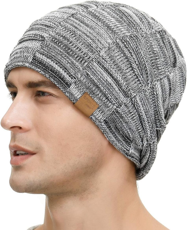 Slouchy Beanie for Men Winter Hats for Guys Cool Beanies Mens Lined Knit Warm Thick Skully Stocking Binie Hat - Image 2