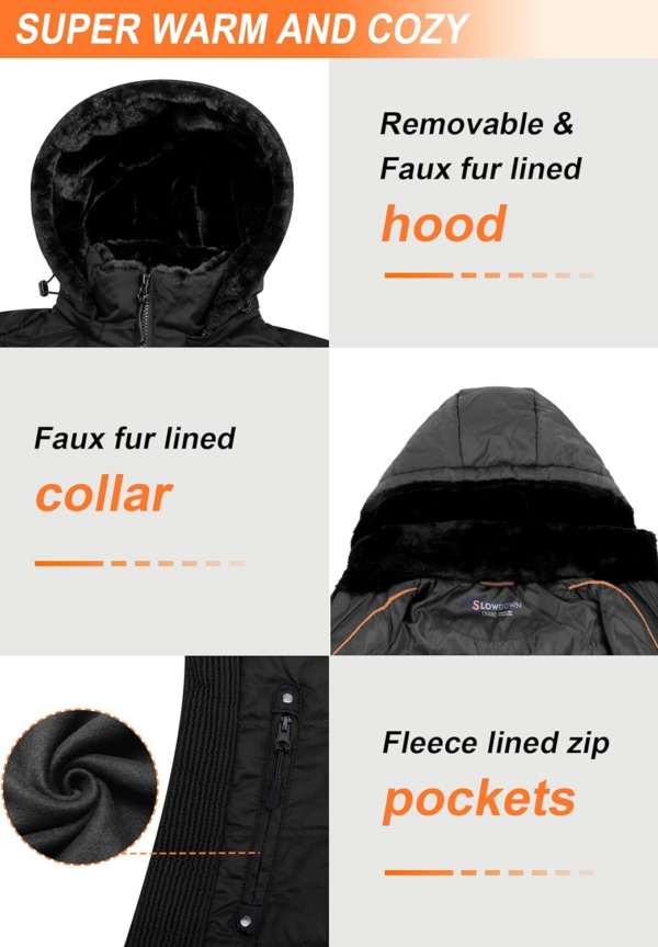 Women down Puffer Jacket with Hood Hooded Winter down Puffer Coat for Women with Faux-Fur Hood & Collar - Image 5