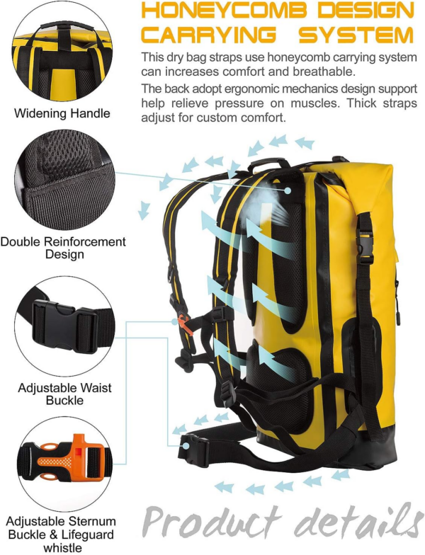 Waterproof Backpack Dry Bag 20L/30L/40L, Floating Dry Backpack Waterproof for Men, Dry Sack Waterproof Bag for Kayak - Image 2