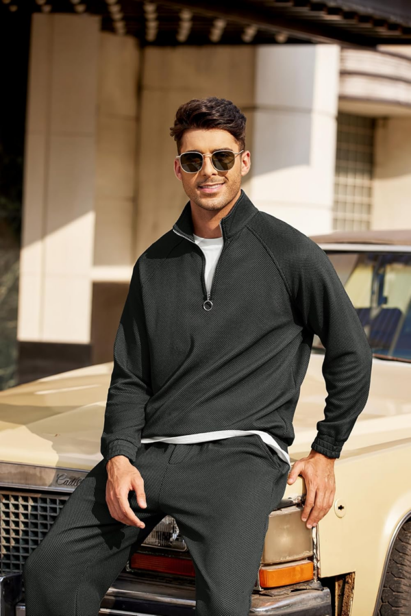 Men'S Tracksuit 2 Piece Waffle Hoodie Sweatsuits - Image 2