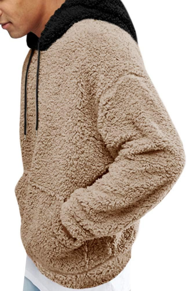 Mens Fuzzy Sherpa Pullover Hoodie Sweatshirts - Image 2