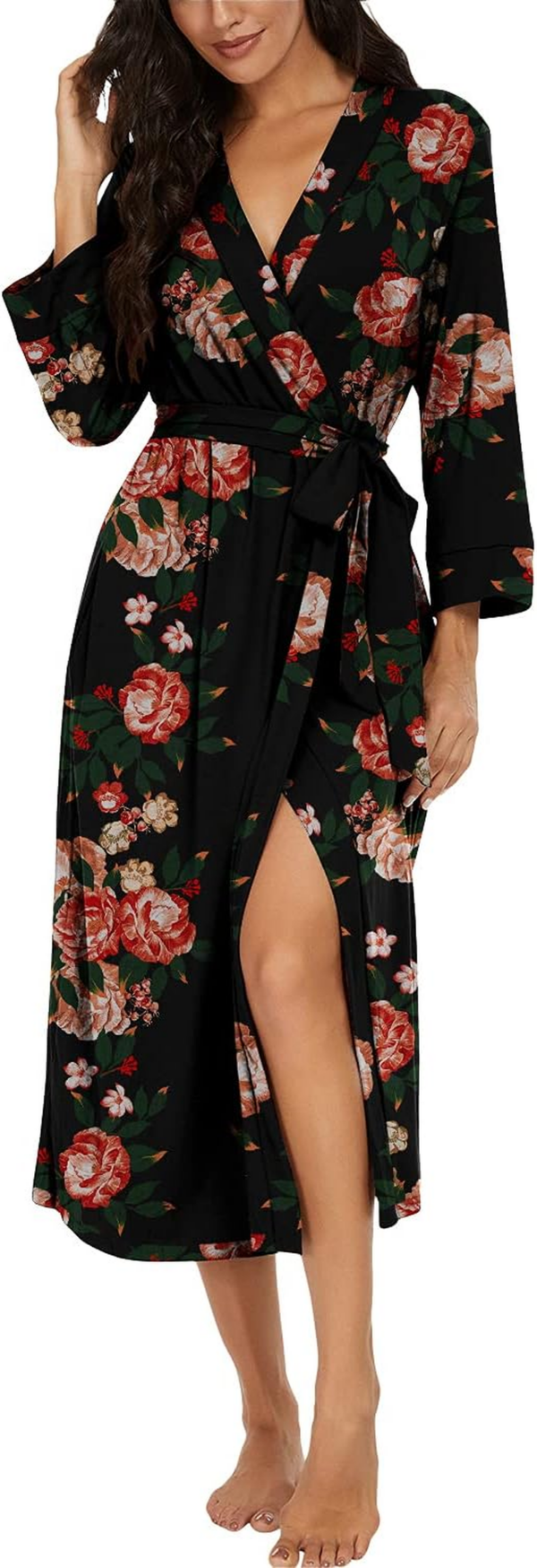 Women Kimono Robes Long Knit Bathrobe