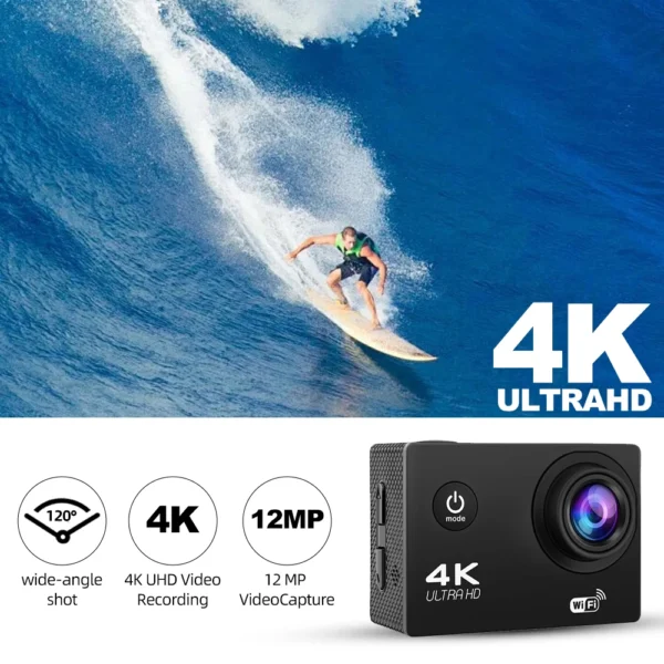 4K Action Camera WiFi 2.0" Screen 1080P/30FPS Waterproof Camera Helmet Video Recording Camera Sports Cameras Outdoor Mini Cam - Image 2