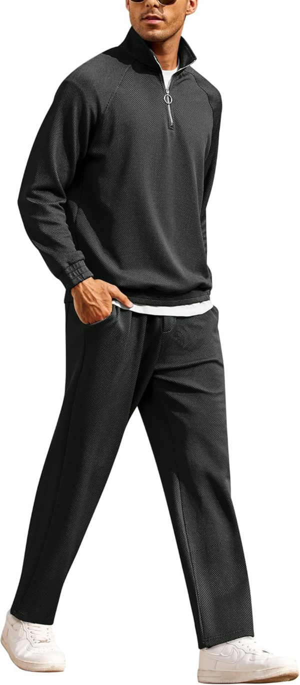 Men'S Tracksuit 2 Piece Waffle Hoodie Sweatsuits - Image 9