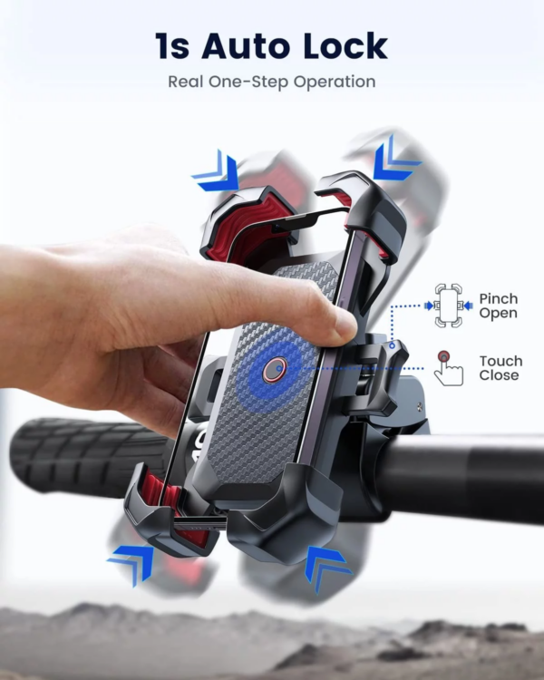 Motorcycle Phone Mount Bike Phone Holder, Auto Lock Adjustable Handlebar Phone Holder Mount for 4.7"-7" Cell Phones - Image 3