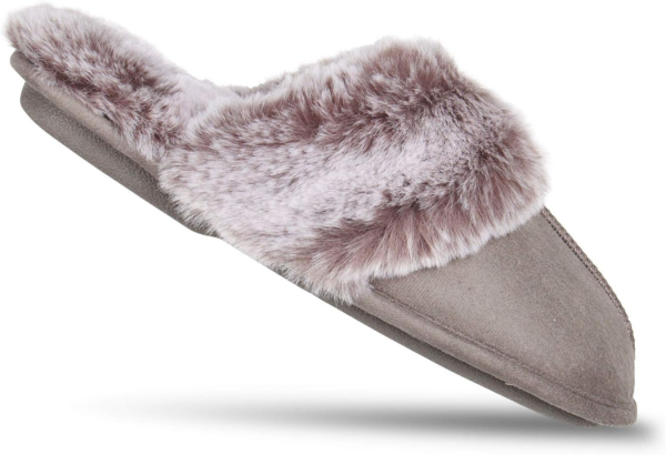 Women'S Comfy Faux Fur House Slipper Scuff Memory Foam Slip-On Anti-Skid Sole - Image 6