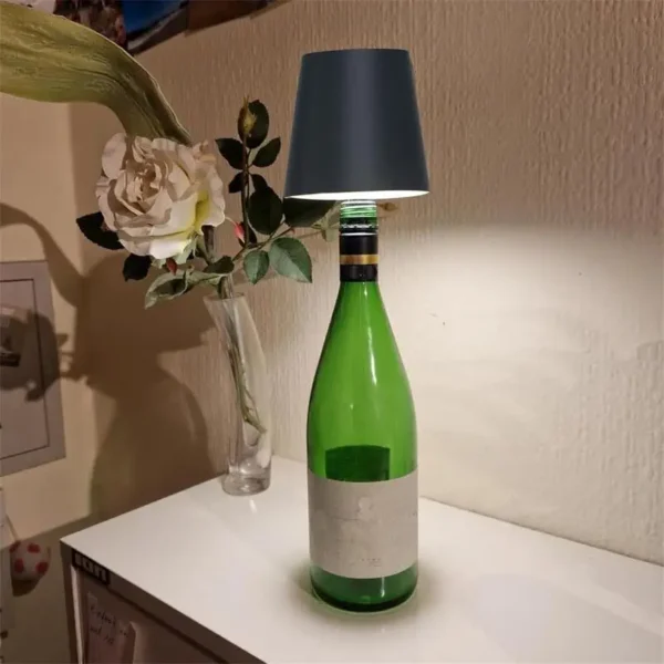 Wireless Bottle Lamp LED Wine Bottle Base Rechargeable Vases Led Light Battery Operated Bar Dining Mushroom Lamp Holder Decor - Image 2