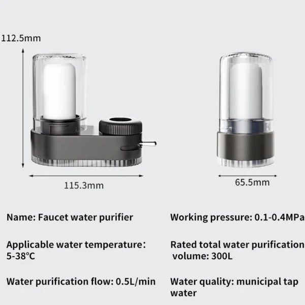 Faucet Tap Water Purifier Physical Filtering for Home Kictchen 2 Filter Element Removable Washable Filter Water Purifier Aerator - Image 3