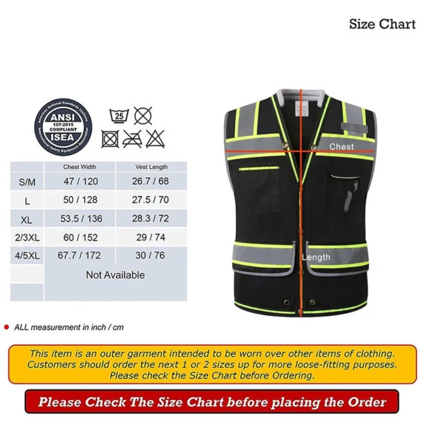 Surveyor Safety Vest Reflective High Visibility Vest for Men, Class 2 Heavy Duty Surveyor Safety Vest, Mesh Solid, industry vest. - Image 6