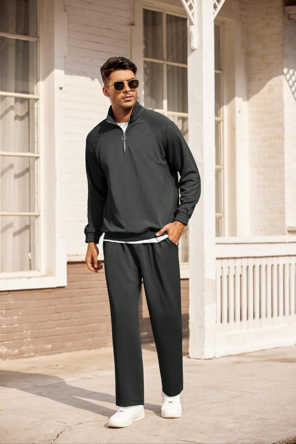 Men'S Tracksuit 2 Piece Waffle Hoodie Sweatsuits - Image 4