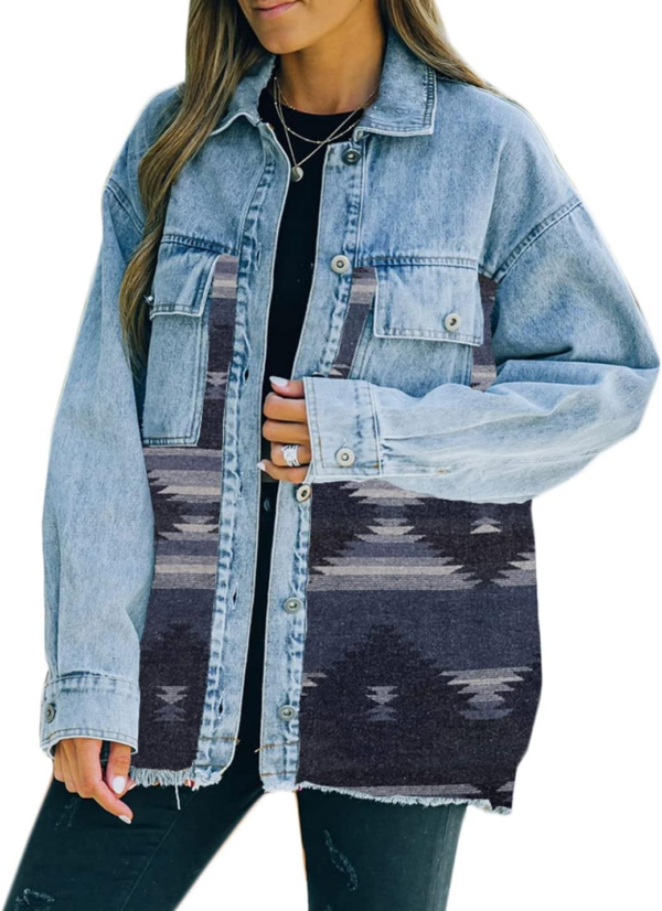 Women'S Women'S Aztec Denim Shirt Jacket