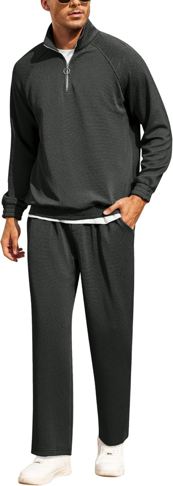 Men'S Tracksuit 2 Piece Waffle Hoodie Sweatsuits