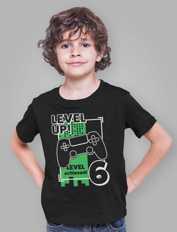 Gamer Birthday Shirt Level up Video Game 6Th Birthday Youth Kids T-Shirt - Image 3