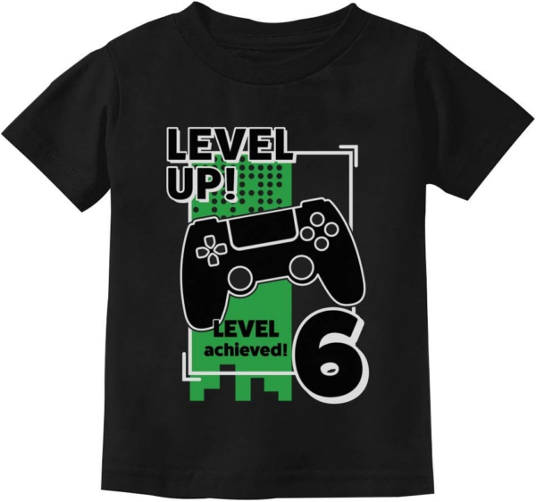 Gamer Birthday Shirt Level up Video Game 6Th Birthday Youth Kids T-Shirt