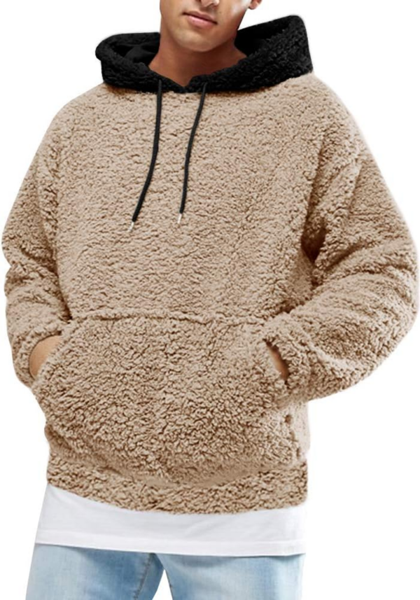 Mens Fuzzy Sherpa Pullover Hoodie Sweatshirts