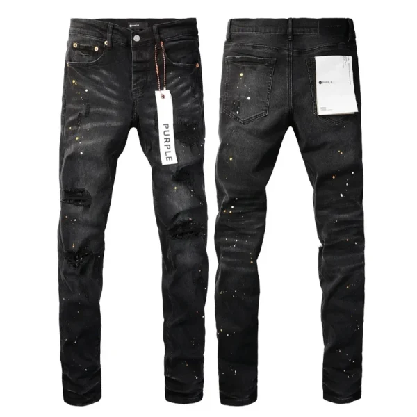 Purple Jeans American High Street Paint Hole Black